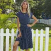 Summer Polka Dots Sleeveless Pleated Dresses For Women High Waist Midi Elegant Office Green Lady Dinner Party Clothes 210623