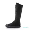 PUNK EMO Gothic kvinnor flickskor Dragkedja Snörning Rock Boot Canvas Sneaker Knähög