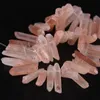 Environ 60 pièces/brin de perles de pendentif en Quartz rose brut naturel percé sur le dessus, bijoux en perles en vrac à pointe de cristal de roche