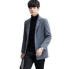High Quality Mens Wool Trench Coat Jackets Embroidery Men Casual Slim Fit Coats Winter Turndown Business Outwear Windbreaker 210527