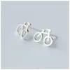 Fashion Cue Bicycle Stud Earrings for Women 925 Sterling Silver Studs Jewelry Ear Pins Brincos Design 210707