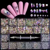 14 färger 21 gridglas rhinestone diamant klistermärken för naglar konst dekorationer mode diy nagel rhinestones manicure tillbehör med borr penna