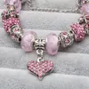 Pink Crystal Love Heart Charm Bracte для женщин Европейские бусины DIY Браслеты Браслеты как любовника Пары подарки Pulseira1