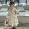 2021 Primavera nova chegada meninas manga longa floral vestido crianças vestidos de algodão meninas vestido q0716