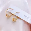 Hoop & Huggie Temperament Small Waist Round Fashion Earrings Exquisite Shine 14k Real Gold For Women Luxury Wedding Accessories Gift