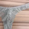 7 st / lot Sexiga spetsbyxor Kvinnor Thongs Andningsbar Låg midja Mode Kvinnors G-String Hollow Transparent Underkläder Underkläder 211021