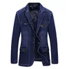 Vestes pour hommes Multi Pocket Denim Veste Hommes Printemps Blazer Costumes Hommes Business Loisirs Cowboy Westerner Mâle Jeans Manteau S