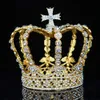 Crystal Vintage Royal Queen King Tiaras och kronor män/kvinnor tävling prom diadem hårprydnader bröllop hår smycken tillbehör x0726