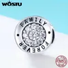 WOSTU Pure 925 Sterling Silver Family Forever Charm fit Original DIY Beads Bracelet Jewelry Accessories Gift CQC814