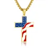 Pendant Necklaces Cross Men's American Flag Necklace Chain On The Neck Stainless Steel Hip Hop Punk Black Gifts For Man