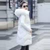 Weiß Frauen Winter Mit Kapuze Warme Mantel Pelz kragen Abnehmbare Baumwolle Gefütterte Jacke Weibliche Lange Parka Damen Wadded Jaqueta Feminina 211018