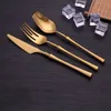 Posate in acciaio inossidabile dorato Set da tavola Stoviglie da tavola Matte Coltelli da cucina Forchette Cucchiai Posate Argenteria Matrimonio 210928