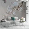 Papier peint mural personnalisé Branches 3D Magnolia Peinture murale Salon TV Canapé Chambre Style européen Papier peint vintage Décor 3D