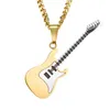 Hanger Kettingen Stijlvol 53MM Rvs Goud Zwart Zilver Kleur Gitaar Ketting Sieraden Cadeau Voor Mannen Muziek Enthusiast324j