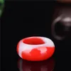 Cinese Red White Jade Carve Jadeite Ring Charm Jewelery Fashion Man Handved Woman Denni Luckt Amulet Cluster Rings3653365