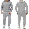 Homens de esportes terno sólido cor sportswear com capuz suéter e calças 2-peça jogging sports hoodie moletom fgfg