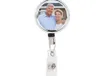 DHL 50 stks Gunst Kantoor Schoolbenodigdheden Sublimatie DIY ID Houder Naamplaatje Kaart Sleutel Badge Reels Ronde Solide plastic Clip-On Intrekbare Pull Reel GG0727