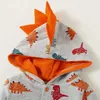Printemps et automne Trendy Dinosaur Design Serrate Combinaison à capuche pour bébé garçon vêtements 210528