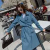 Autumn Long Trench Coat Classic Double Breasted Belt Windbreaker Women Fashion Casual Business Outwear 210430