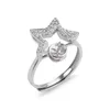 Star Ring Inställningar Smycken Making 925 Sterling Silver Paved Cubic Zirconia DIY Pearl Mountings 5 ​​stycken