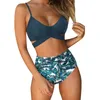 Women's Swimwear Two-piece Women Summer 12 Models Sexy Fashion U-shaped Sleeveless Swimming Clothes Set Collar Tops And High Waist Shorts 20