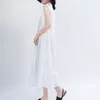 Случайные пэчворк сетчатые платья женские осложнения воротник без рукавов высокая талия шнурок нерегулярных подол MIDI платья для женщин 210520