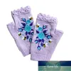 Ins – mitaines de haute qualité brodées à la main, gants chauds en laine tricotée pour adultes, avec fleur d'abeille, pour femmes, automne et hiver