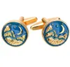 10pairs/lot Exquisit Blue Moon Cufflinks Copper Plating Cuff Links Mens Jewelry Accessory Whole