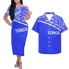 Lässige Kleider HYCOOL Großhandel Sommer für Frauen 2021 Tribal Print Samoan Off Schulter Kleid Polynesien Bodycon Passenden Männer Hemd