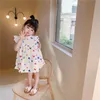 2021 Lato Little Princess Fly Sleeve Serca Drukowanie Sukienka Dziewczynek Bez Rękawów Dress Casual Dress 1-6 lat Q0716