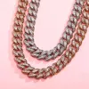 TopGrillz 14mm Chokers Ожерелье Miami Box Clasp Cuban Link Chain Charm Baguette Zircon Ожерелье Хип Хоп Мода Ювелирные Изделия 1415 x0509