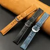 Watch Bands PSTARY 20MM 22MM 24MM Handmade Black Brown Blue Genuine Leather Watchband Frosted Strap Men's Deli22