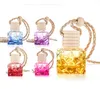 Petite voiture parfum bouteille corde irrégulière huile essentielle diffuseur parfum vide Cube couleur suspendus ornements bouteilles SN3064