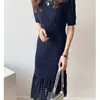 Sommer Elegante Lange Strickkleid Set Kurzarm Aushöhlen Spaghetti Bodycon Kleider Sets Koreanische Robe Femme 210513