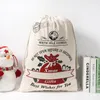 Julklappspåsar Stor ekologisk tung kanfas-väska Santa säck Drawstring Cotton Canvas Candy Väska med renar Apple Sacks