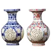Antique Jingdezhen Ceramic Vase Chinese Pierced Vase Wedding Gifts Home Handicraft Furnishing Articles 210623