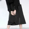 [EAM] Wysoka elastyczna talia czarny paski podzielone szerokie spodnie nogi luźne spodnie spodnie kobiety mody wiosna lato je6560 21512