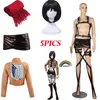 5PICS Attack na Titan Mikasa Ackerman Krótki Bob Black Shingeki No Kyojin Cosplay Kostiumy Zestaw Recon Corps Hurness Pas Skóra Y0903