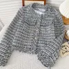 Giubbotti da donna Julypalette Donna Autunno monopetto Tweed a quadri Cappotto corto Moda Frange O-Collo Manica lunga Capispalla da donna Chic 2021