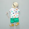 Estate Ragazzi Vestiti da spiaggia Orso cartone animato Stampa modello Top Camicetta T-shirt + Pantaloncini Set Casual Manica corta Completi Set 210326