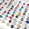 50 sztuk / partia Kolorowe Kamienia Naturalne Pierścienie Dla Kobiet Panie Gemstone Biżuteria Moda Pierścień Mix Style Walentynki prezent