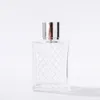 NEW100ml Square Grids Carved Perfume Bottles Clear Glass Empty Refillable fine mist Atomizer Portable Atomizers Fragrance RRE10821