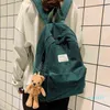 Backpack style Retro Vrouwen Rugzak Fashion High School Studenten Corduroy
