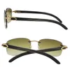 Vente de lunettes de soleil carrées sans monture en corne de buffle noire marbrée originale 8300829 Design modèle classique lunettes de soleil de haute qualité pour hommes et femmes