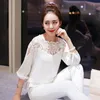 Projekt swobodny szyfonowy koronkowe czarne białe koszule moda bluzka Kobieta Letnia luźna top