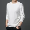 Męskie bluzy bluzy 2021 Jesień Marka Klasyczny Prosty Solid Color Loose Stretch Długi rękaw T-shirt Męski Casual Soft Swetover