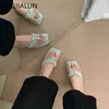 SUOJIALUN New Women Slipper Fashion Crystal Buckle Sandal Flat Heel Slip On Slides Summer Outdoor Casual Beach Ladies Flip Flop K78
