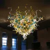 Klasyczny dmuchany szklany żyrandol lampy wisiorek LED Multi kolorowe żyrandole światła do salonu Hotel Lobby Dekoracja 48 o 40 cali