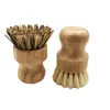 Brosses à récurer la vaisselle en bambou épurateurs de nettoyage en bois de cuisine pour laver la casserole/pot en fonte poils en sisal naturel 1867 V2