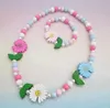 INS Girl Lucky Jewelry Sets Natural Wooden Necklace Bracelet Cartoon Animal Design Children Cute Unicorn bracelets Kids Christmas Bracelets